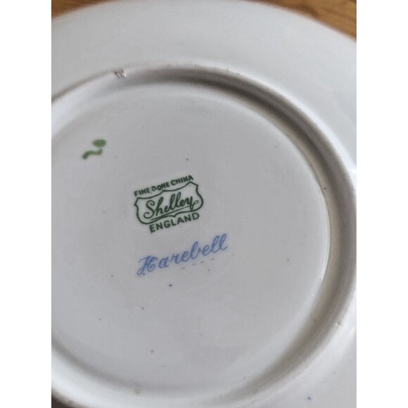 Shelley Harebell Pattern Oleander Blue & Green Henley Shaped Tea Cup and Saucer - Picture 12 of 12